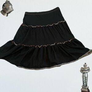 2000s INGO USA vintage dark navy tiered skirt with denim look